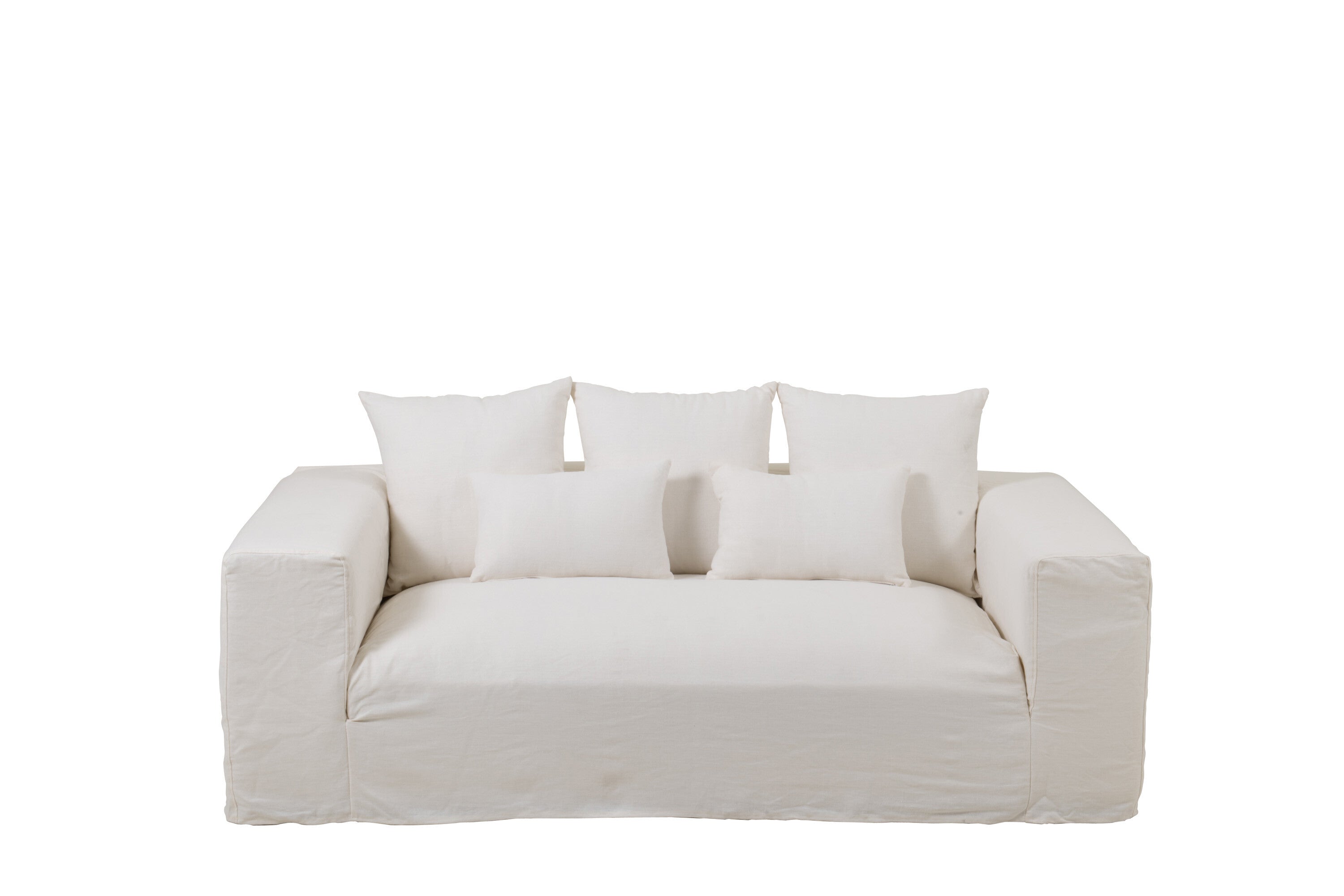 Hoes voor stoel + 5 kussens Monaco bank linnen marshmallow wit