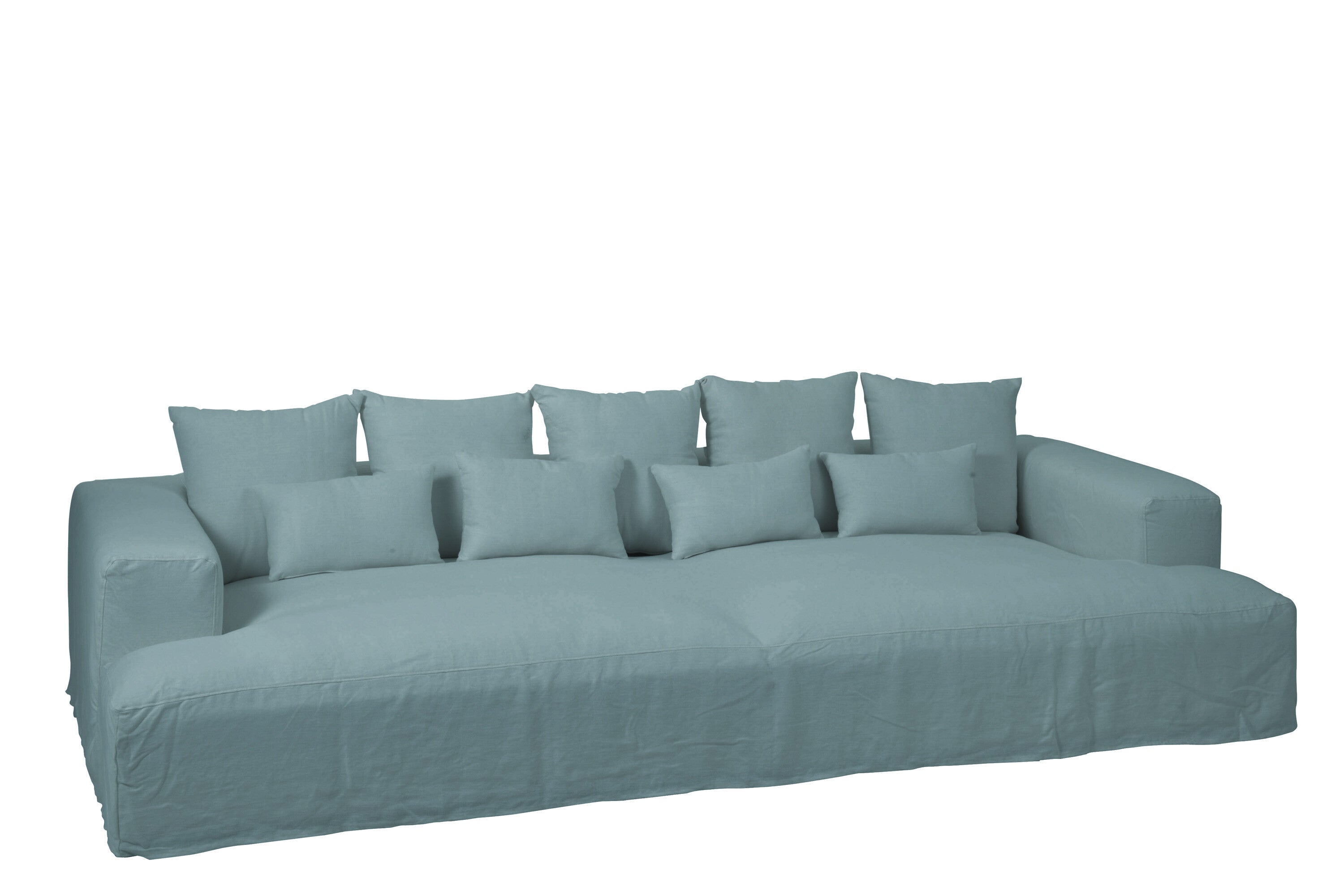 Hoes voor stoel + 9 kussens diep Monaco linnen Xxl Jeans Blauw