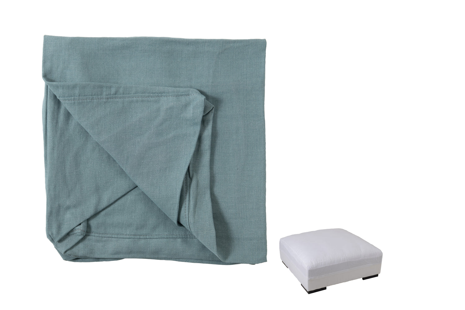 Hoes voor Poef Monaco Linnen Jeans Blauw