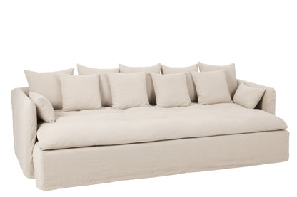 Hoes Stoel + 11 Kussens Strand Linnen Wit