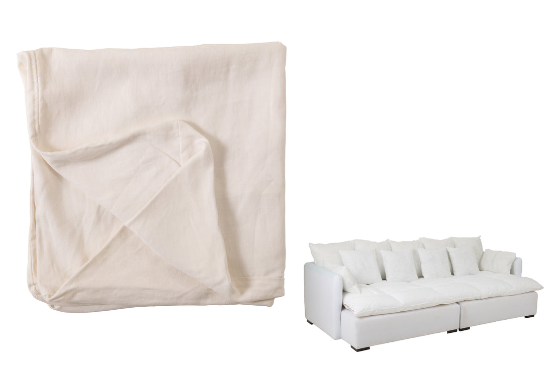 Hoes Stoel + 11 Kussens Strand Linnen Wit