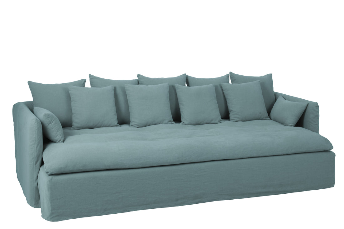 J-Line Hoes Zetel+11 Kussens Beach Linnen Jeans Blauw