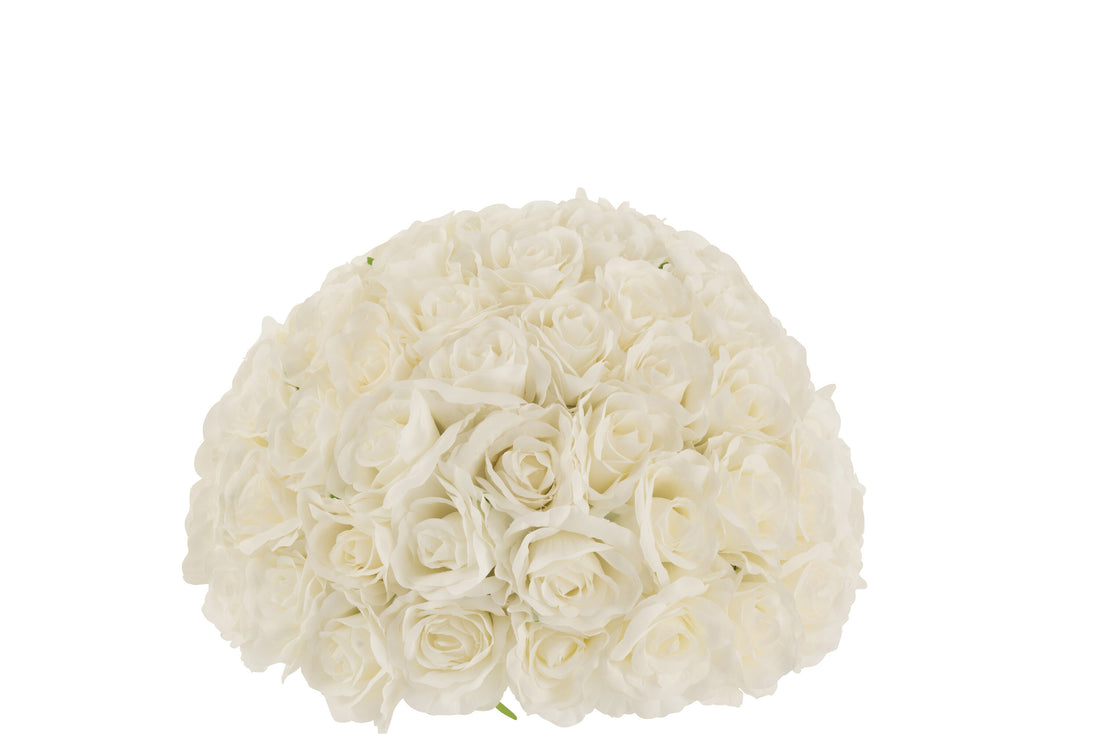 J-Line Bloembol Half Rozen Plastiek Wit Medium