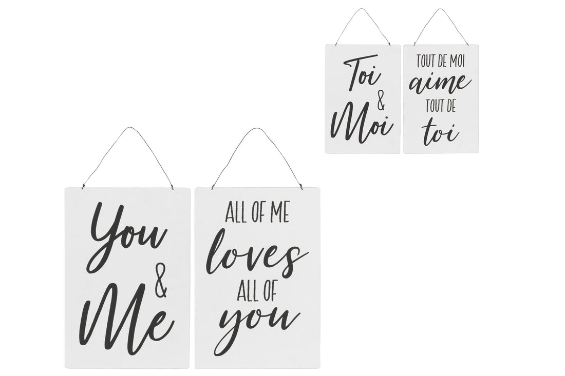 Opschriften Engels/Frans Metaal Wit/Zwart Assortiment Van 2