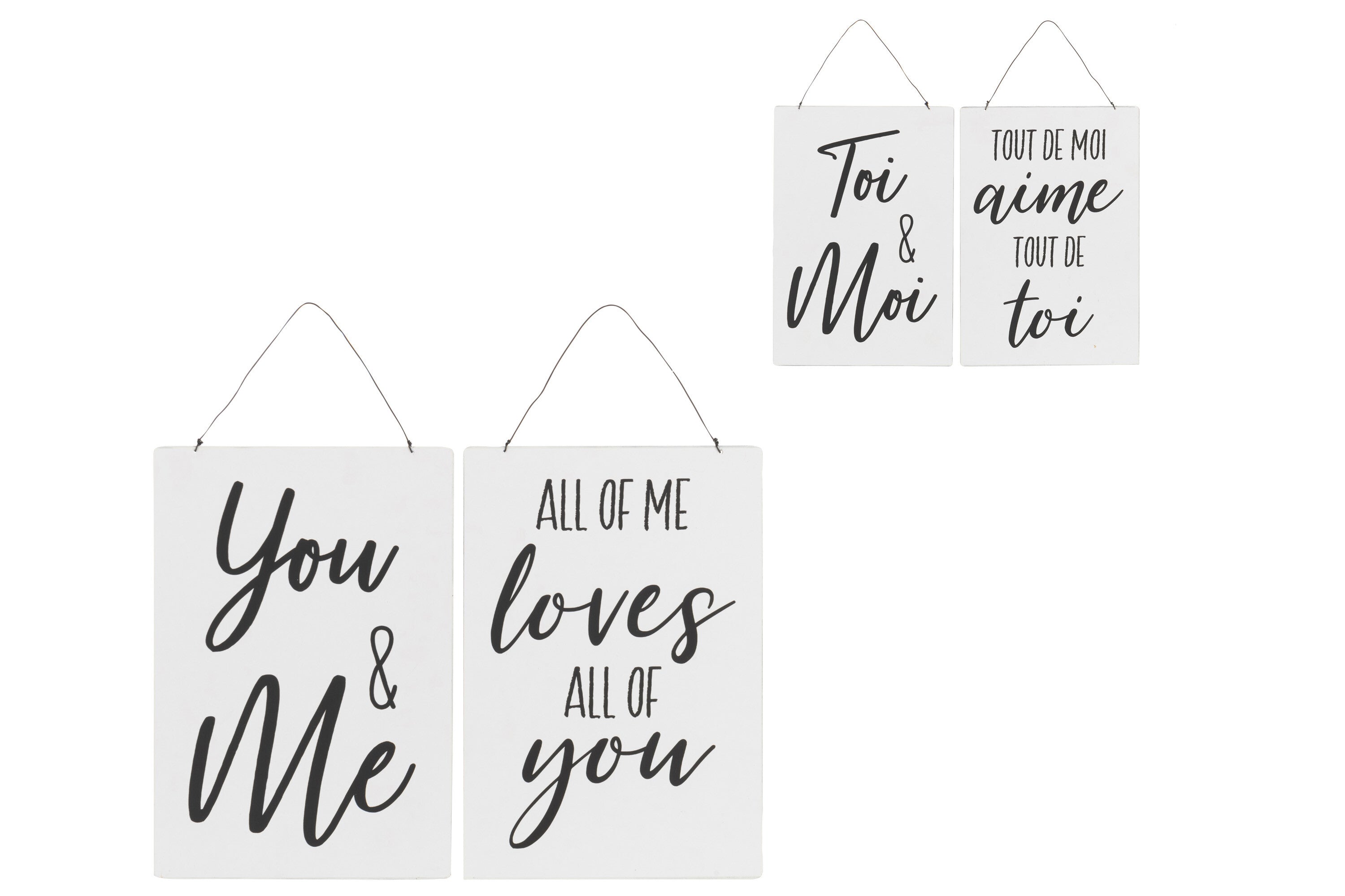 Opschriften Engels/Frans Metaal Wit/Zwart Assortiment Van 2