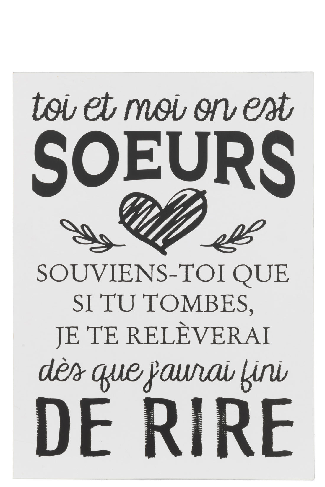 J-Line Plakkaat Tekst Frans Soeurs Metaal Wit/Zwart
