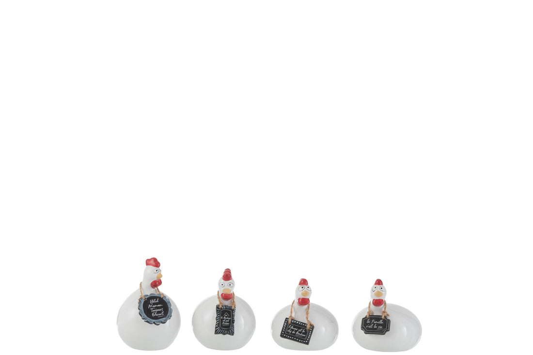 Kip Teksten Schoolborden Keramiek Wit Zwart Klein Assortiment Van 4