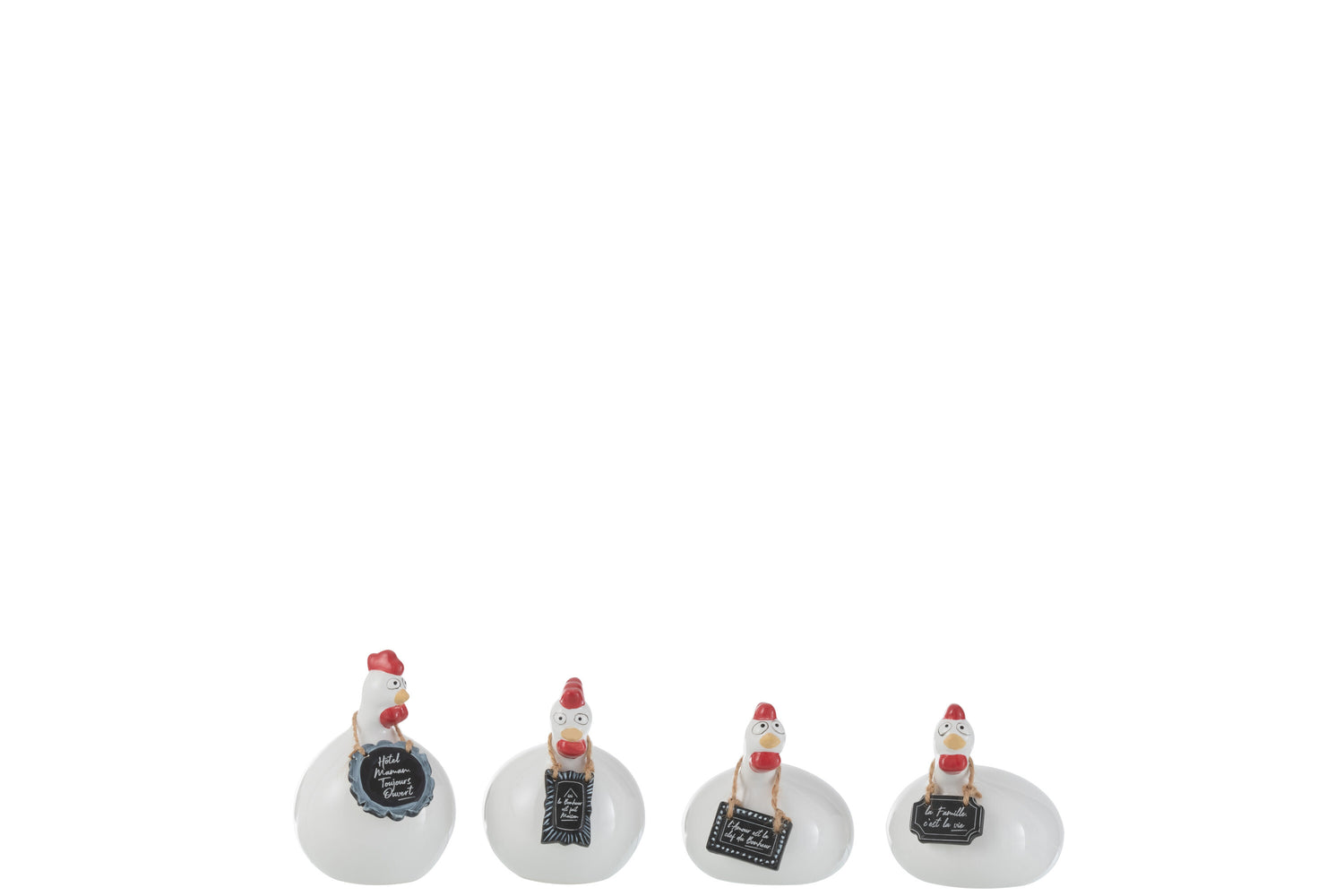 Kip Teksten Schoolborden Keramiek Wit Zwart Klein Assortiment Van 4