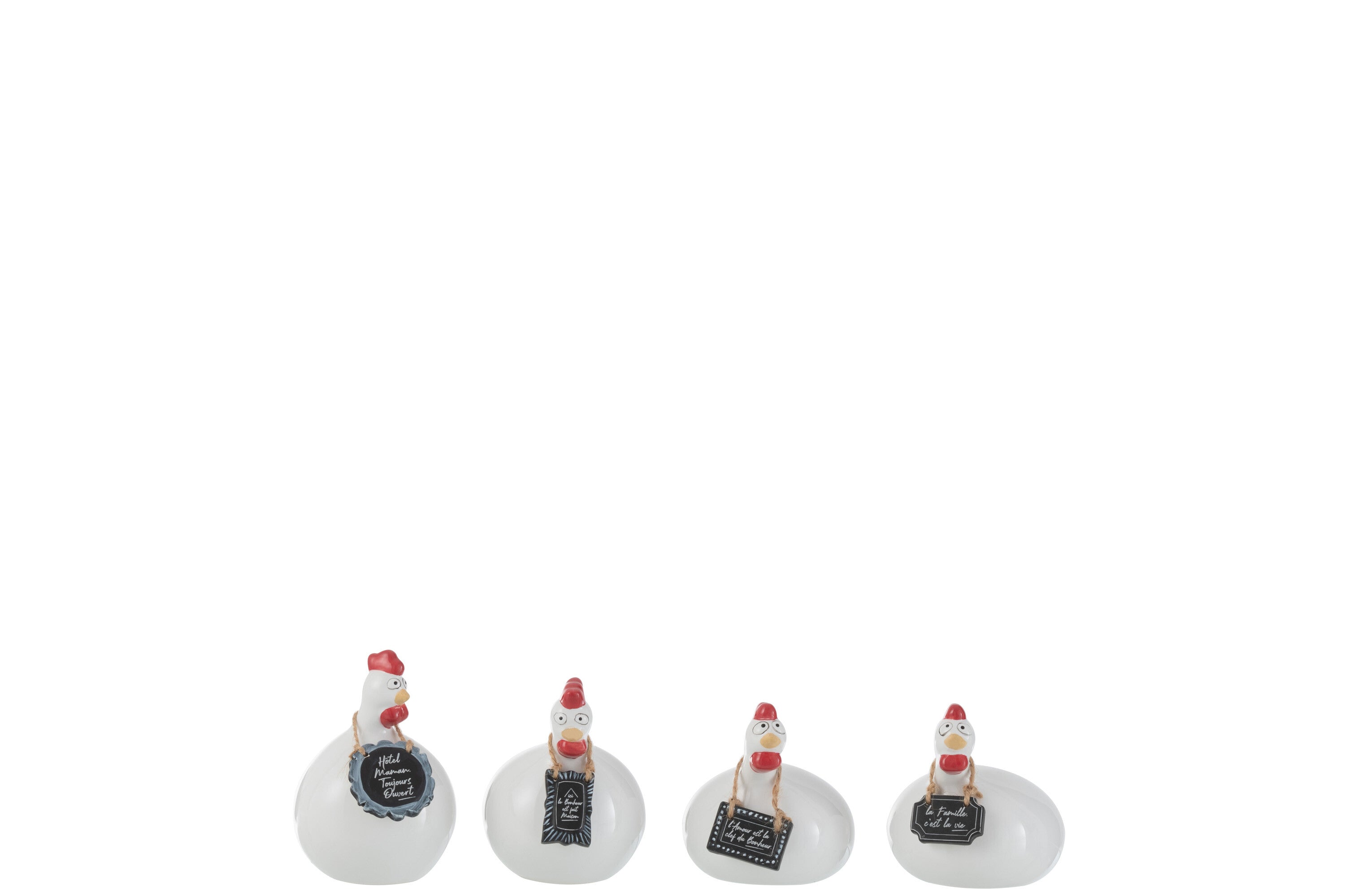 Kip Teksten Schoolborden Keramiek Wit Zwart Klein Assortiment Van 4