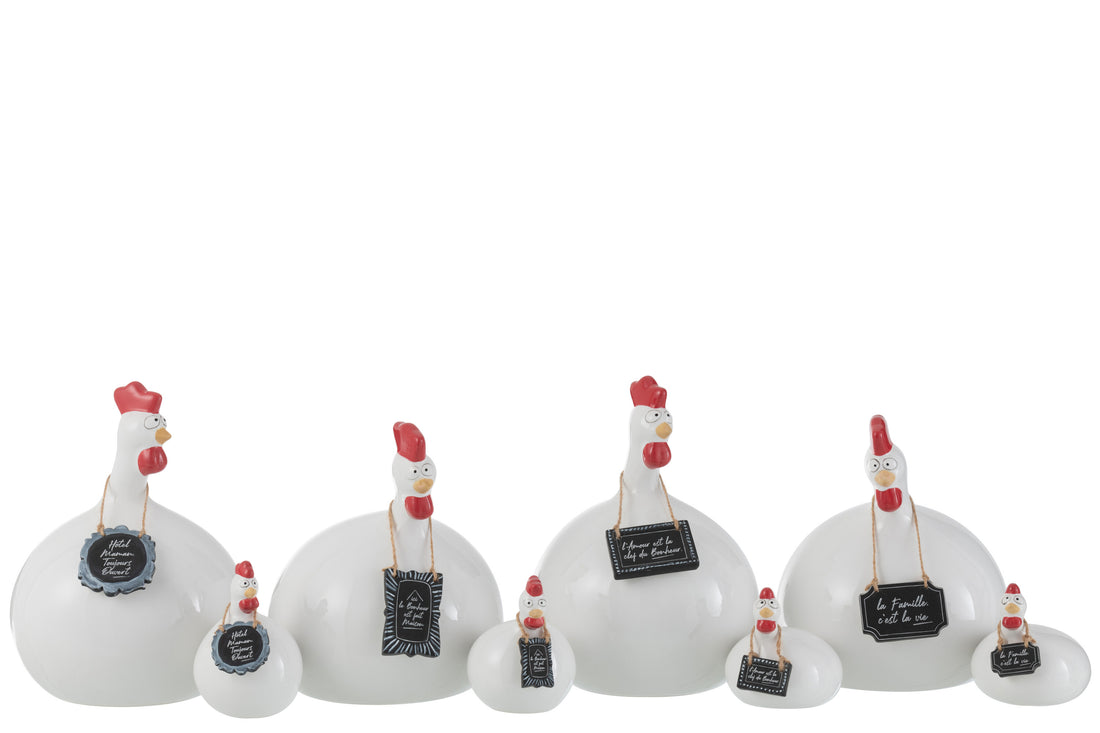 Kip Teksten Schoolborden Keramiek Wit Zwart Groot Assortiment Van 4