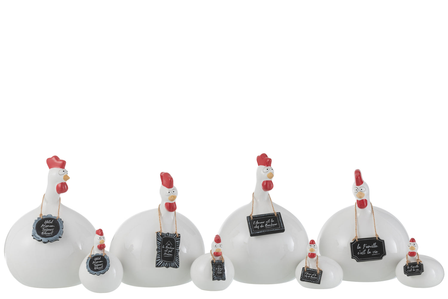 Kip Teksten Schoolborden Keramiek Wit Zwart Groot Assortiment Van 4