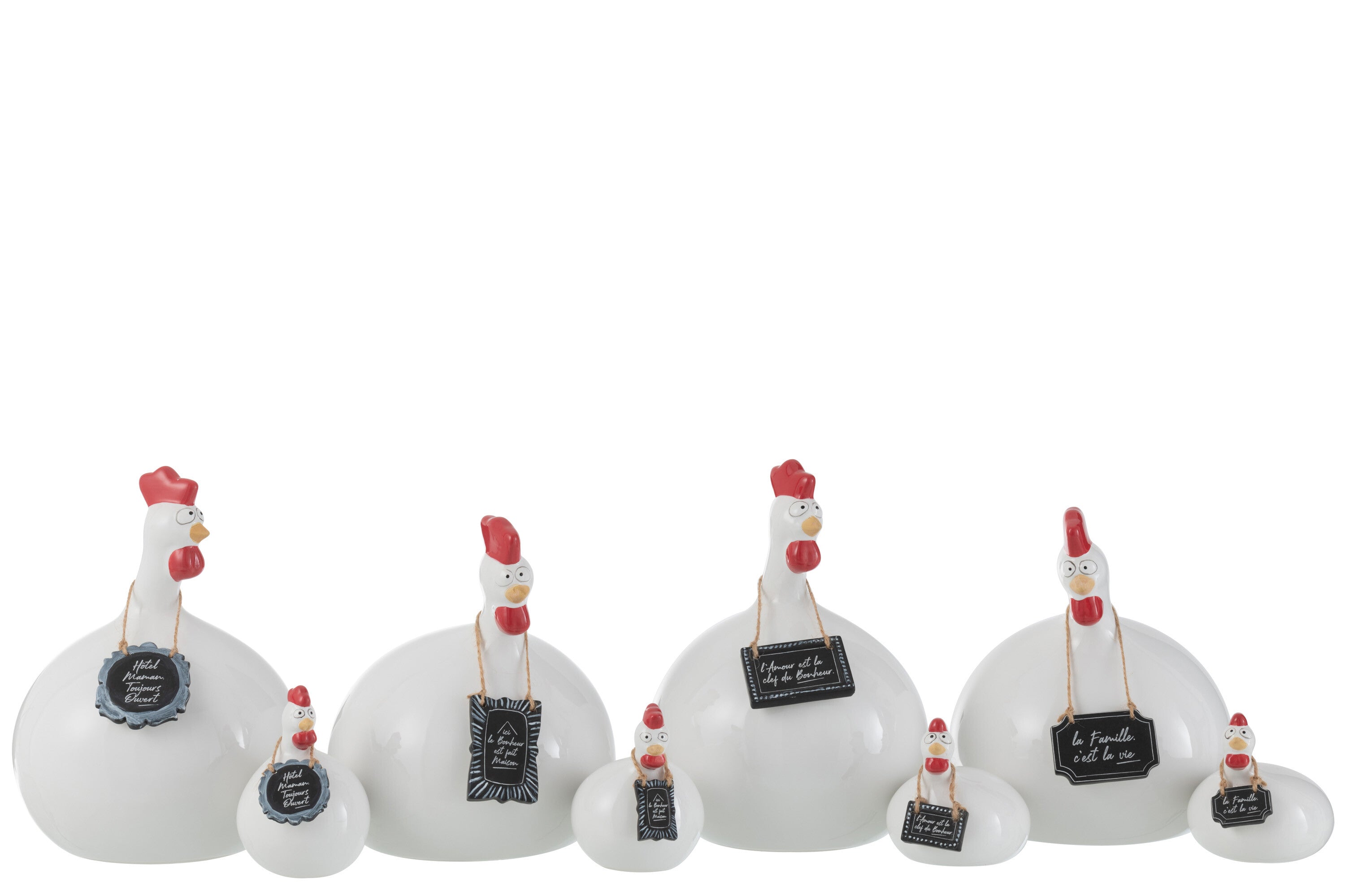 Kip Teksten Schoolborden Keramiek Wit Zwart Groot Assortiment Van 4