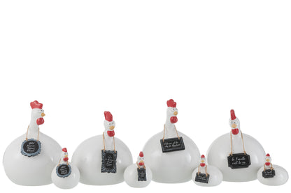 Kip Teksten Schoolborden Keramiek Wit Zwart Groot Assortiment Van 4