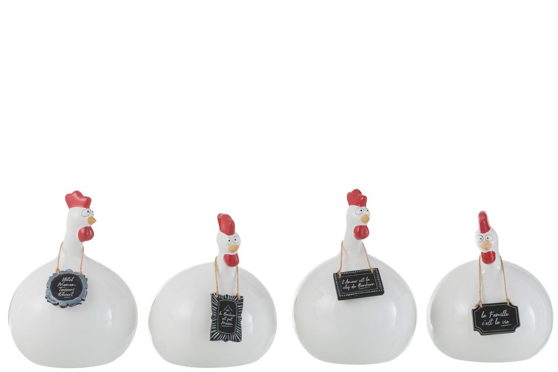 Kip Teksten Schoolborden Keramiek Wit Zwart Groot Assortiment Van 4