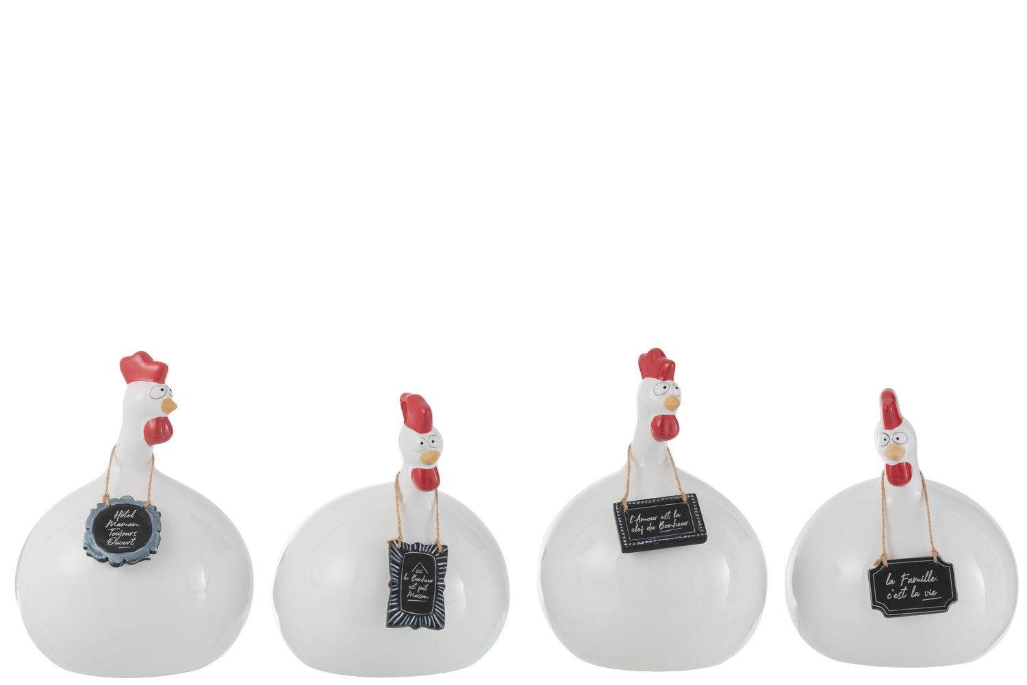 Kip Teksten Schoolborden Keramiek Wit Zwart Groot Assortiment Van 4