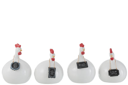 Kip Teksten Schoolborden Keramiek Wit Zwart Groot Assortiment Van 4