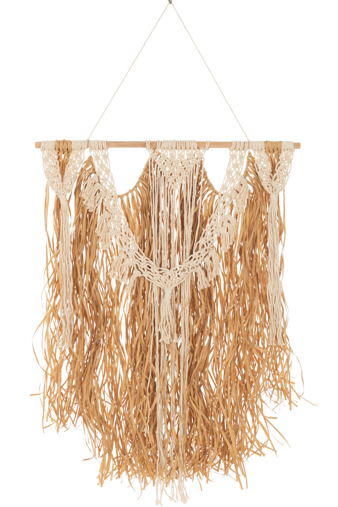 Wanddecoratie Macramé Katoen Ecru Raffia Natuurlijk