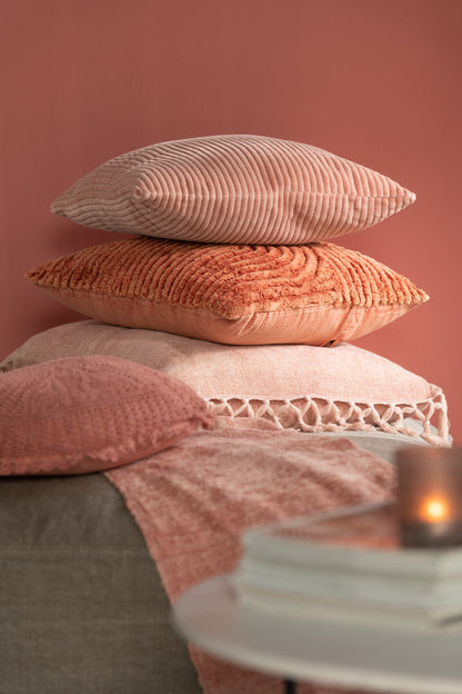 Kussen Velvet Vierkant Katoen Roze Assortiment Van 2