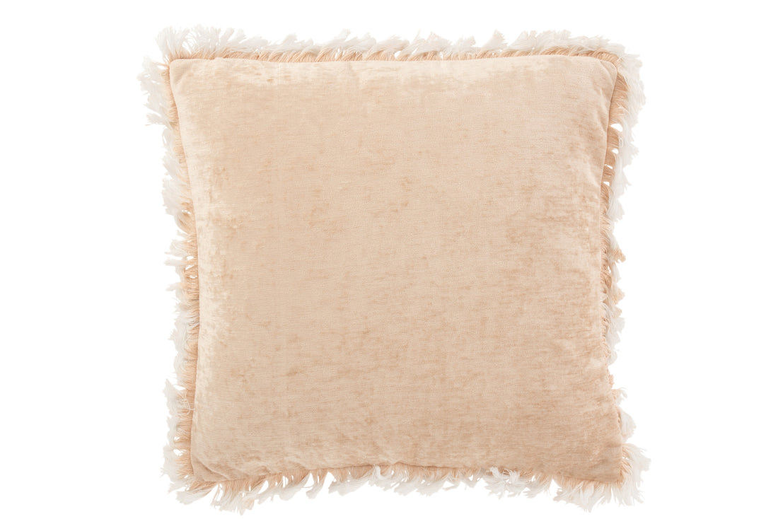 J-Line Kussen Franje Polyester Beige