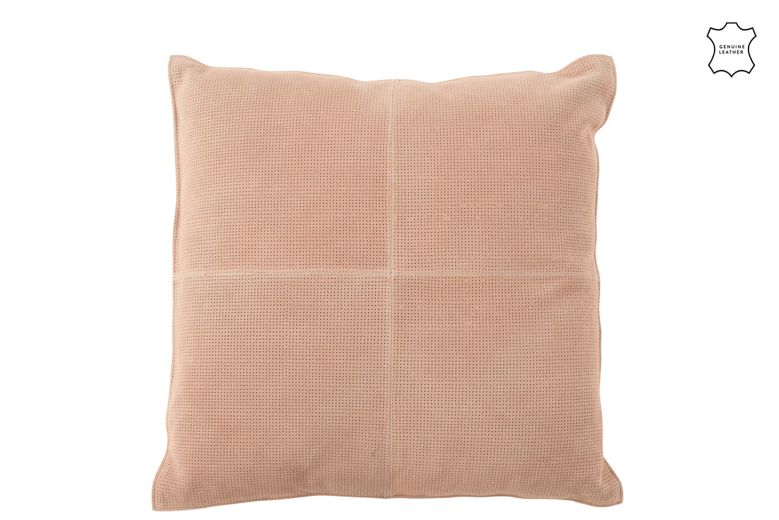 J-Line Kussen Kruis Vierkant Leer Roze