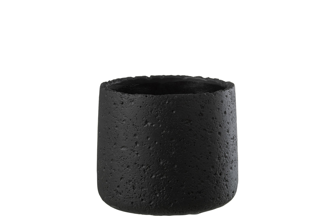 J-Line Bloempot Potine Cement Zwart Medium