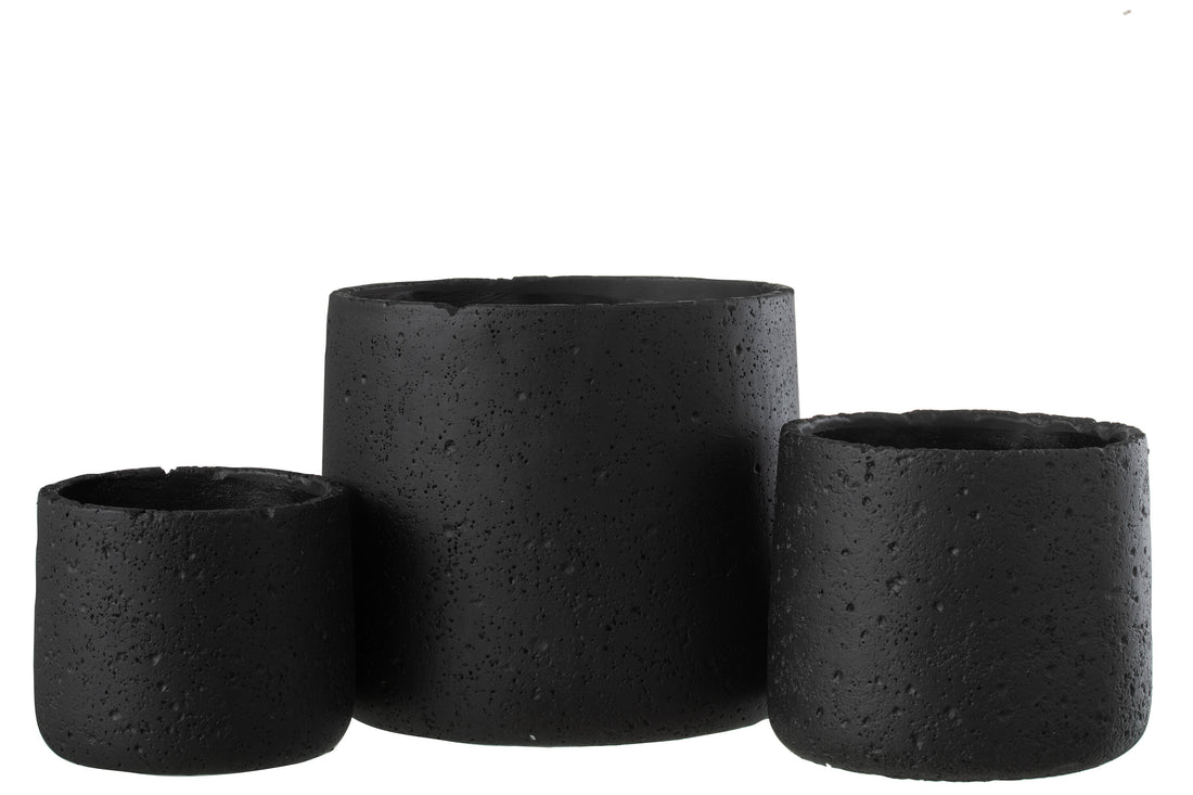 J-Line Bloempot Potine Cement Zwart Large