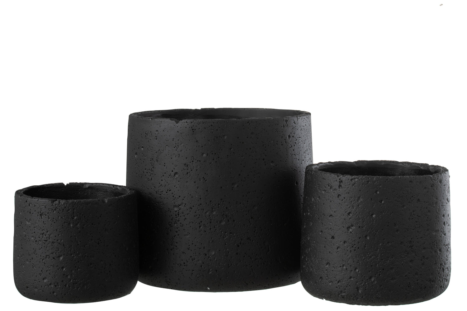 J-Line Bloempot Potine Cement Zwart Large