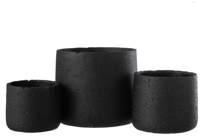 J-Line Bloempot Potine Cement Zwart Large