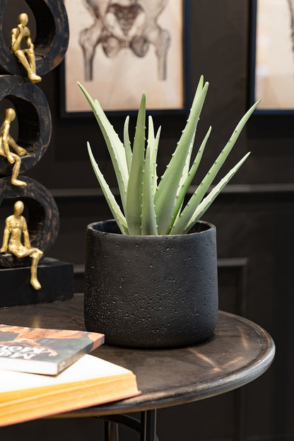 J-Line Bloempot Potine Cement Zwart Large