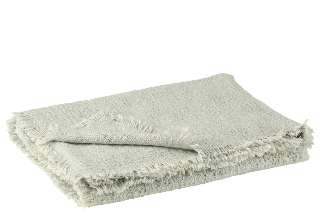 J-Line Plaid franje - polyester - lichtgroen - 130 x 170 cm