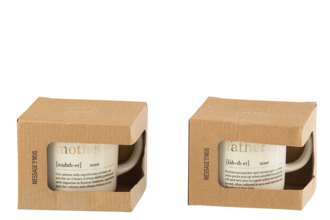 Mok Bericht Moeder Vader Keramiek Goud Assortiment Van 2