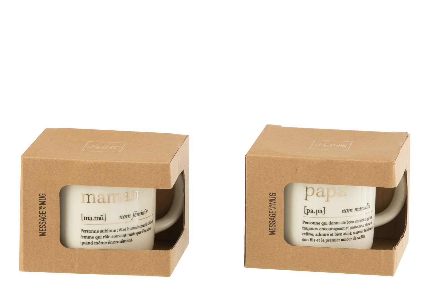 Mok Bericht Maman Papa Keramiek Goud Assortiment Van 2