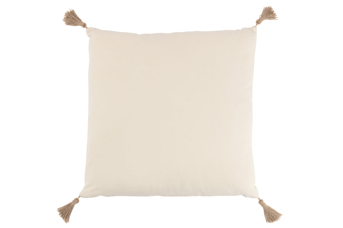 J-Line Kussen Geweven Vierkant Polyester Beige