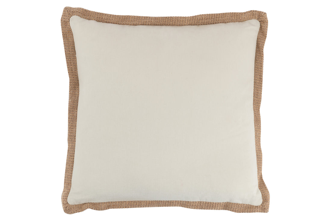 J-Line Kussen Boord Geweven Vierkant Polyester Beige