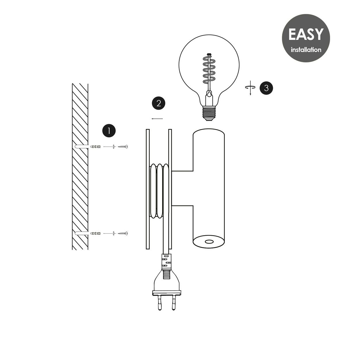 Moderne Wandlamp Wally | 12/11/12cm | Grijs |