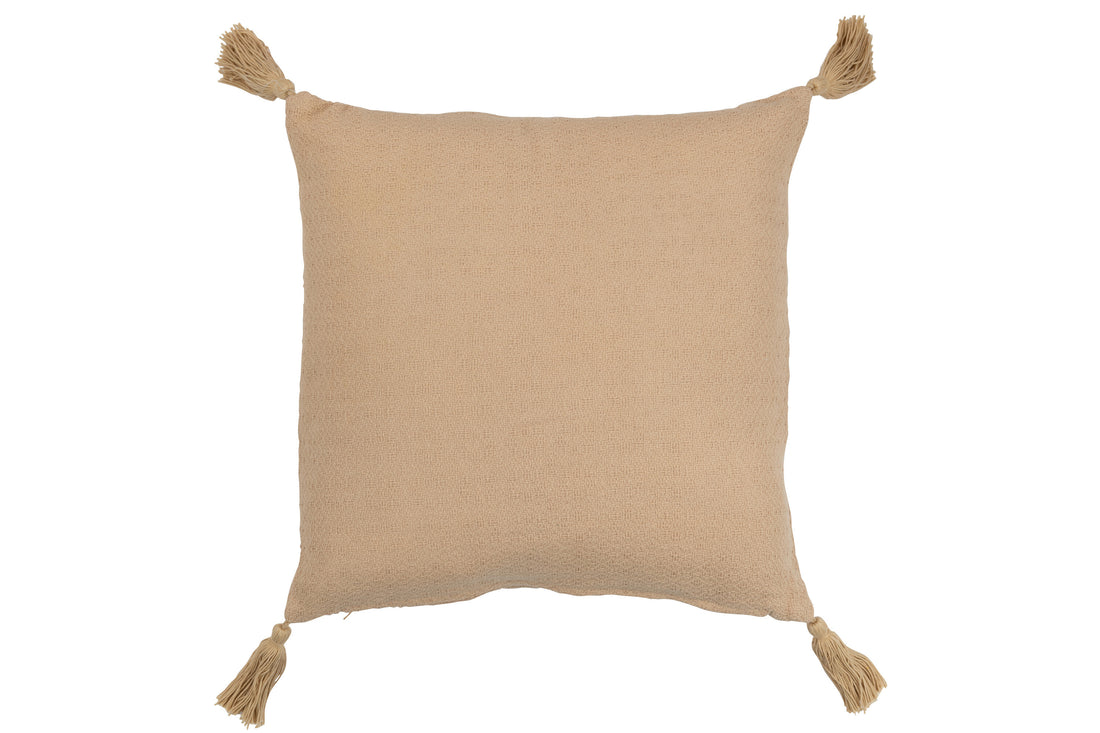 J-Line Kussen Bloem Kwast Polyester Beige