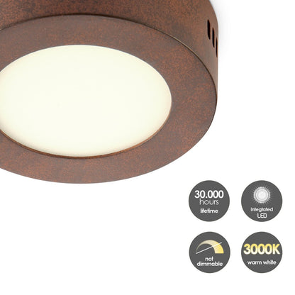 LED Plafondlamp Ska - Roest - Rond 12/12/3.6cm