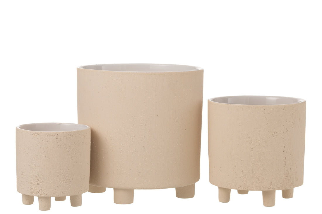 J-Line Bloempot Zand Keramiek Beige Large