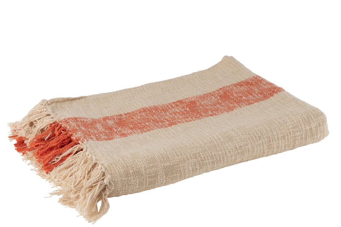 Plaid Emma Katoen Oranje