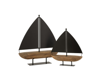 Zeilboot Hout/Metaal Zwart/Bruin Groot