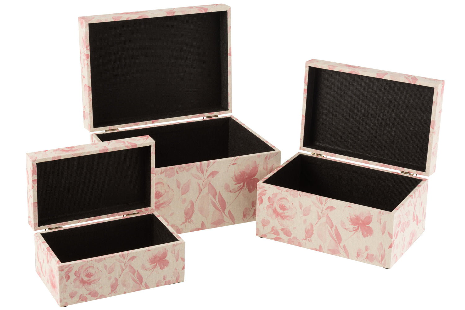 J-Line Set Van Drie Dozen Rozen Mdf Wit/Roze