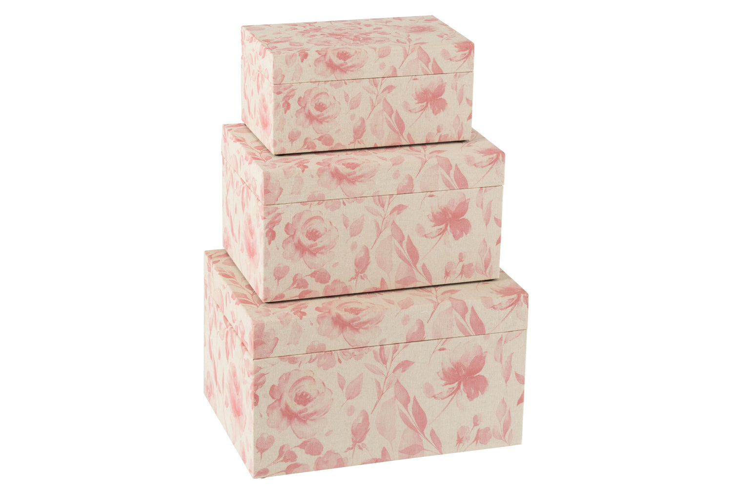 J-Line Set Van Drie Dozen Rozen Mdf Wit/Roze