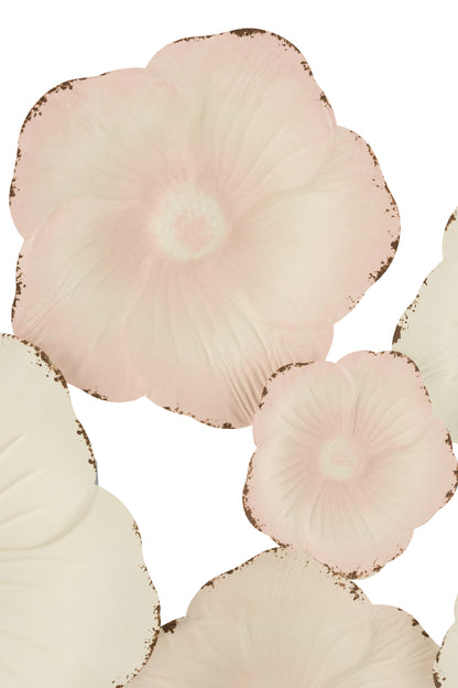 Wanddecoratie Bloemen Metaal Roze/Wit