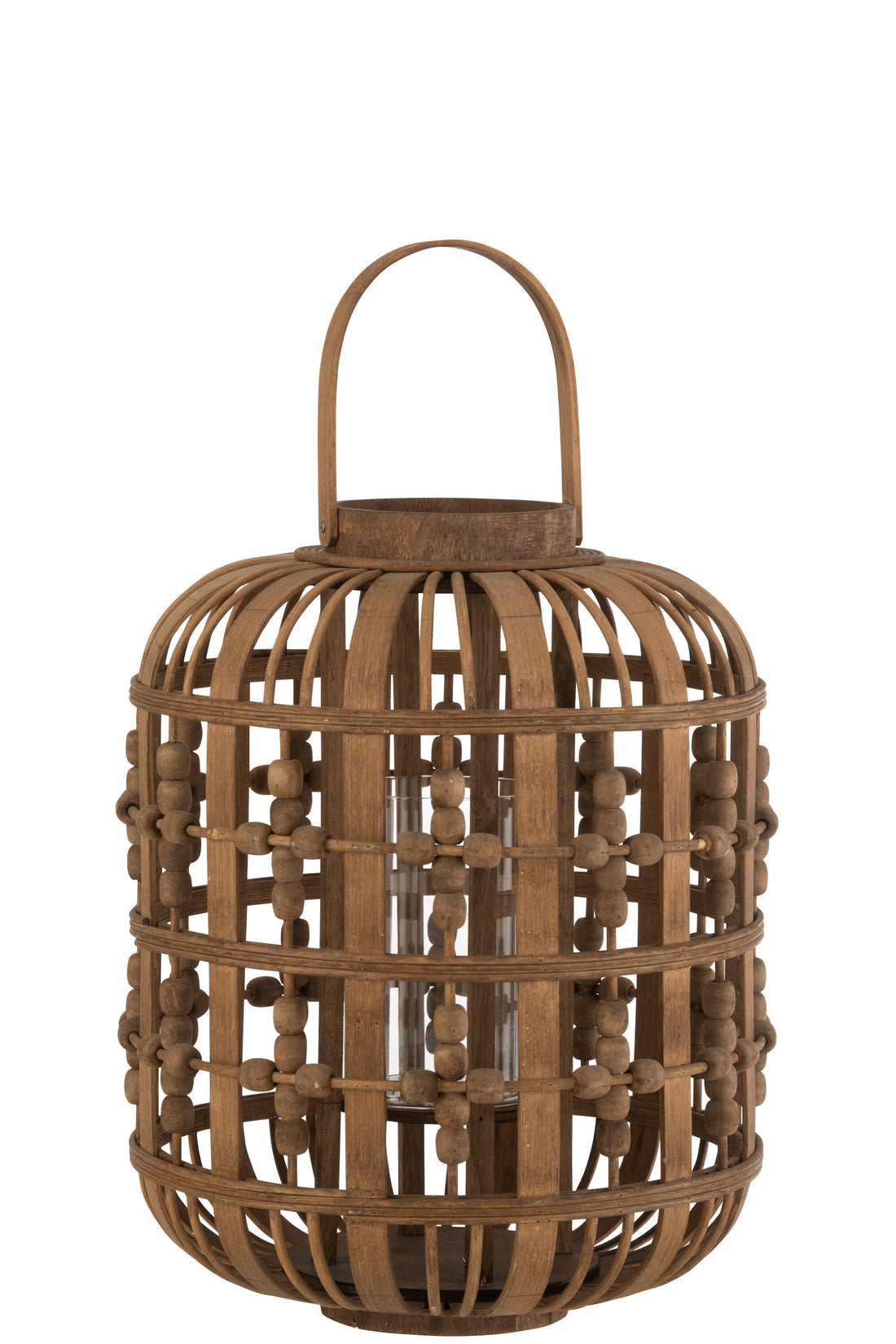 J-Line lantaarn Kralen - hout - naturel