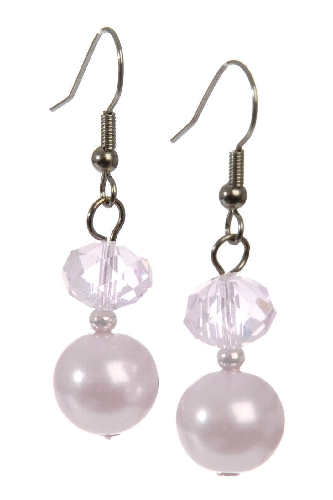 J-Line Oorbel Kristal+Parel Licht Rose