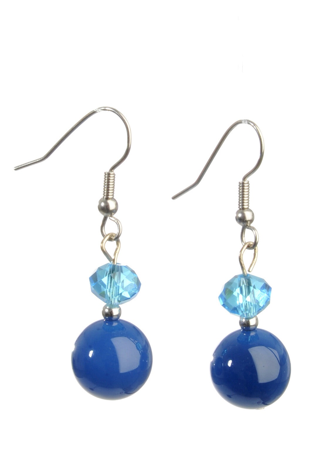 Oorbel Kristal+Parel D. Blauw