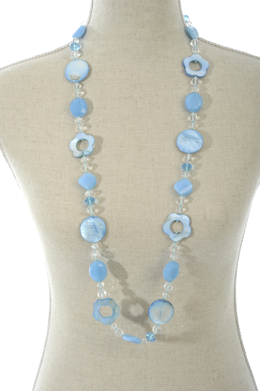 Ketting Kristallen Bloemen Parelmoer Turkoois