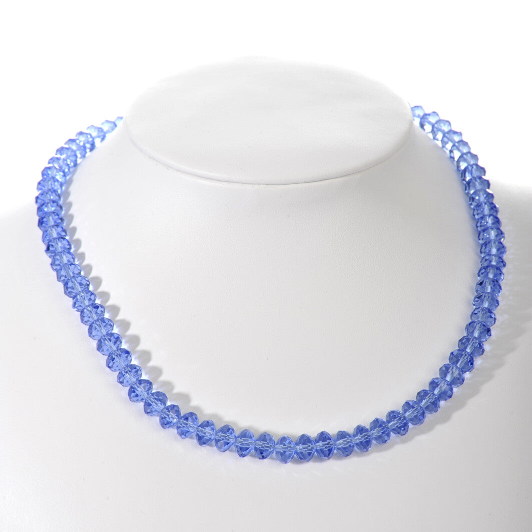 Ketting 6X8mm Kristal L.Blauw