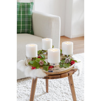 Adventskranz Jale (Ø 36 cm), Mangohout met roestvrijstalen rand