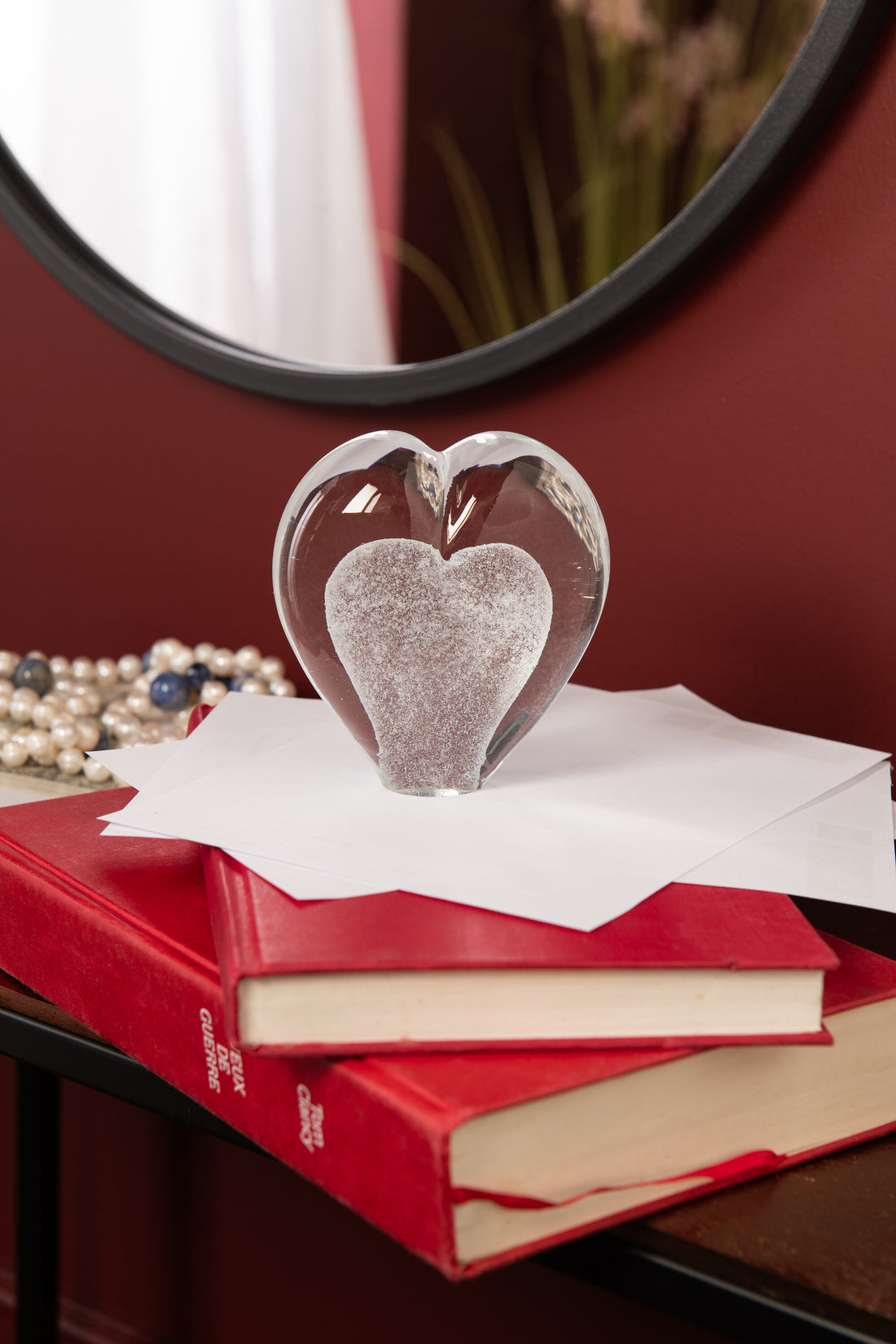 Papiergewicht Hart Glas Wit Klein